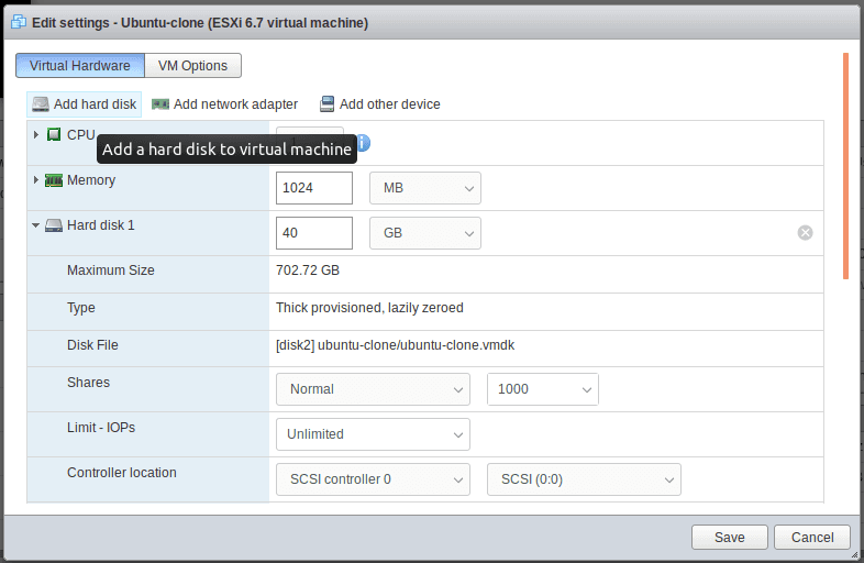 Clone VM on VMware ESXi using vmkfstools