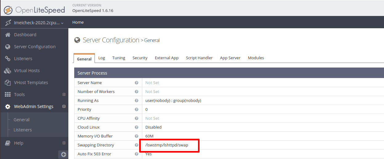 OpenLiteSpeed move Swapping Directory