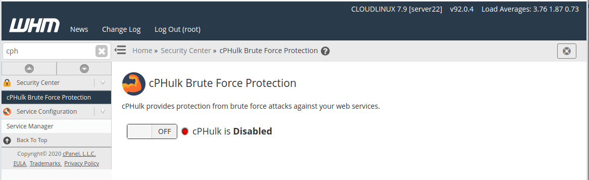 Disable cPHulk Brute Force Protection