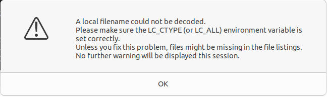 FileZilla Please make sure the LC_CTYPE (or LC_ALL) environment variable is set correctly
