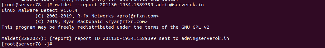 Sent maldet scan report to email