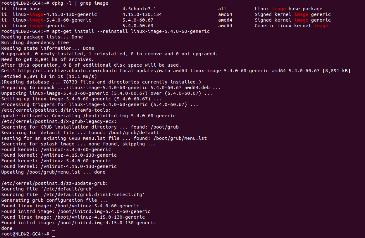 Reinstall Kernel in Ubuntu/Debian
