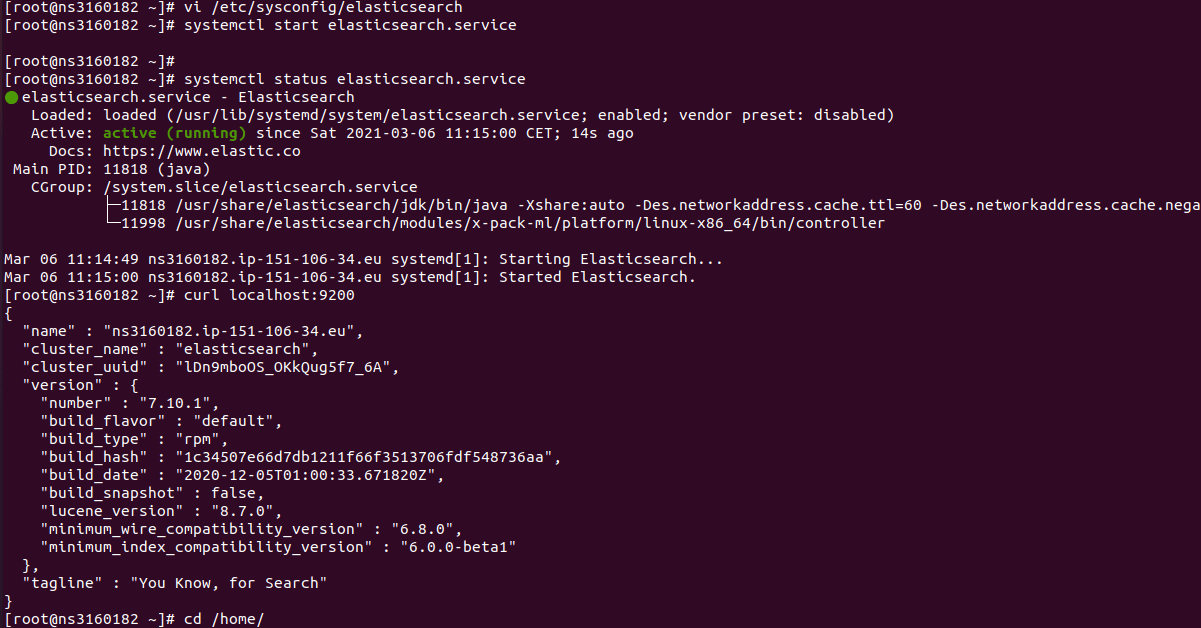 Elasticsearch failed to start on CentOS 7