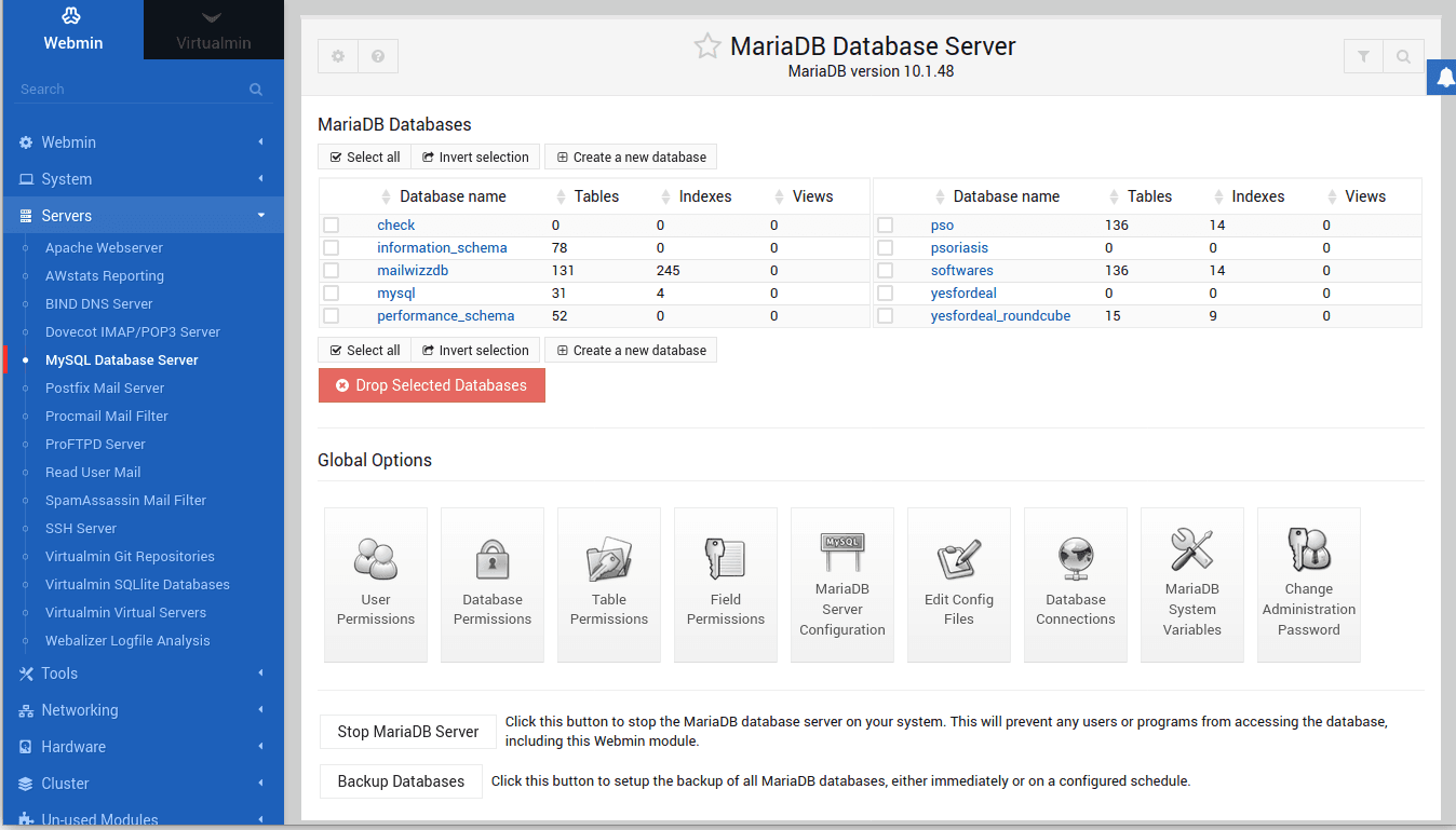 Change MySQL root password in Virtualmin