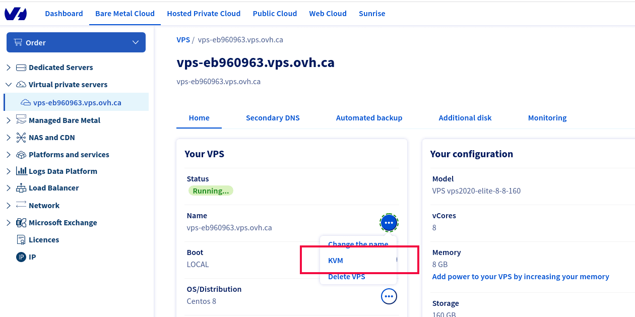 Set Static IP in RHEL 8 OVH VPS